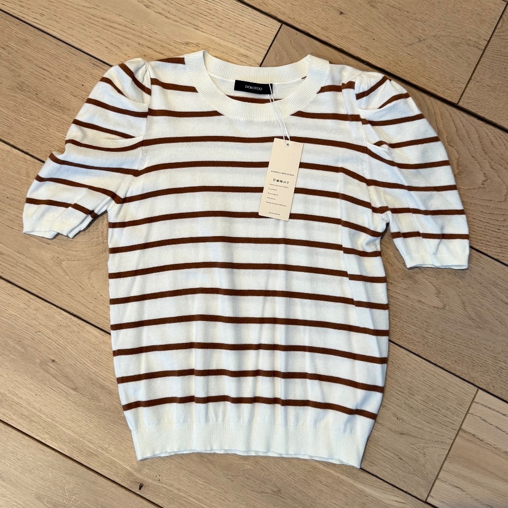 Dokotoo Women's Short Puff Sleeve Knit Top
